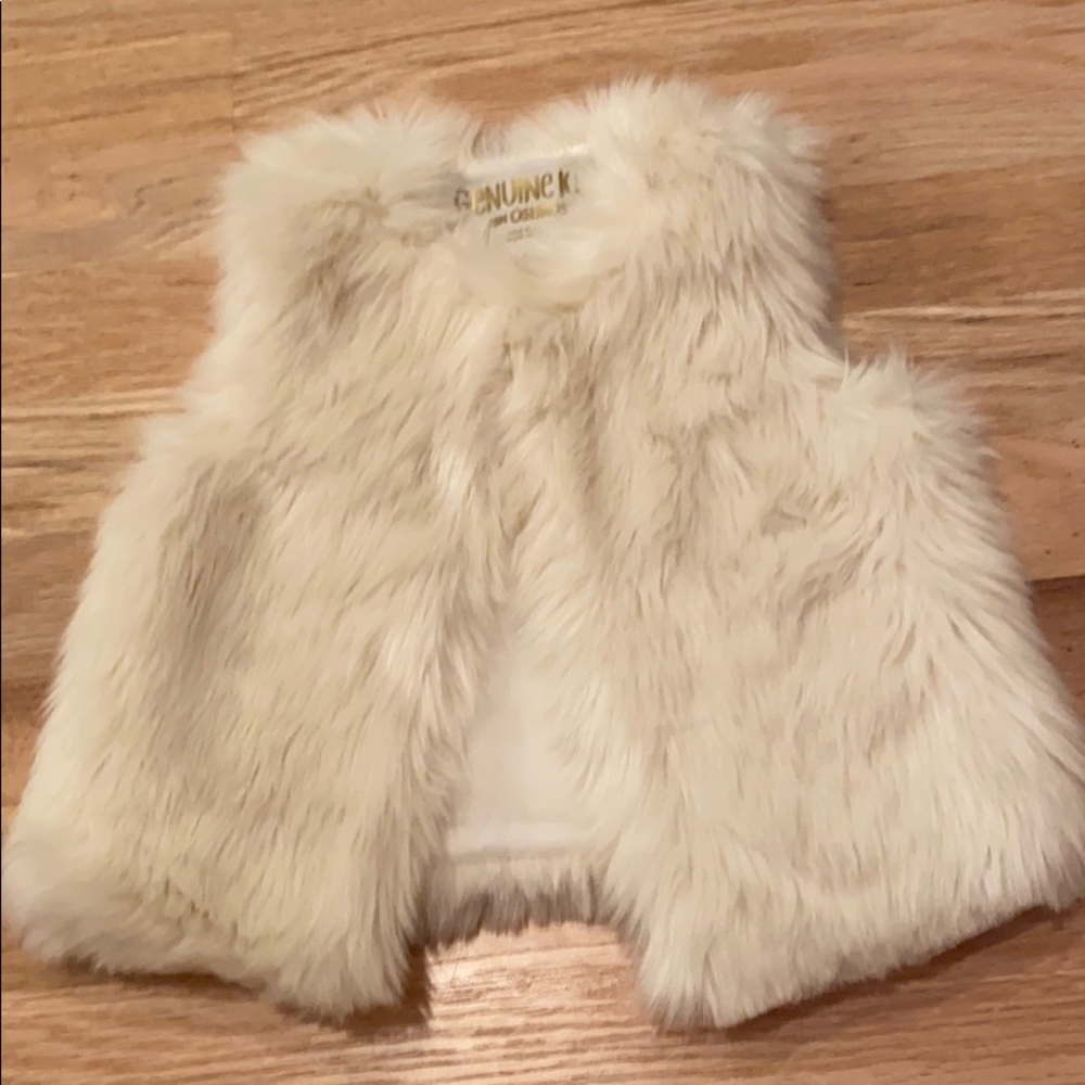 Girls Cream Faux Fur Vest